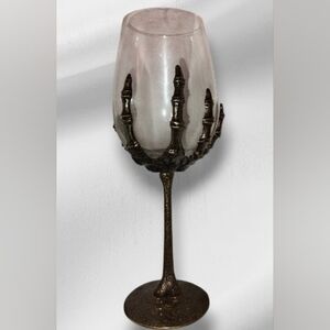 Stemmed Skeleton Wine Glass by The Wine Savant - Skeleton Hand Glasses 9" H
